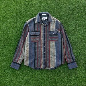 Vintage 80s Striped Wool Flannel Button Up Shelter Bay by Arrow Size Medium